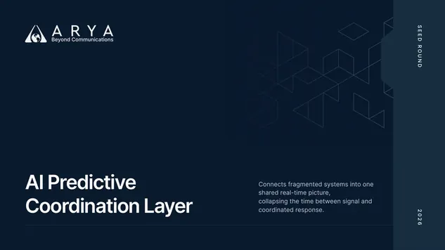 ARYA pitch deck cover slide by spectup, AI, $5M raise