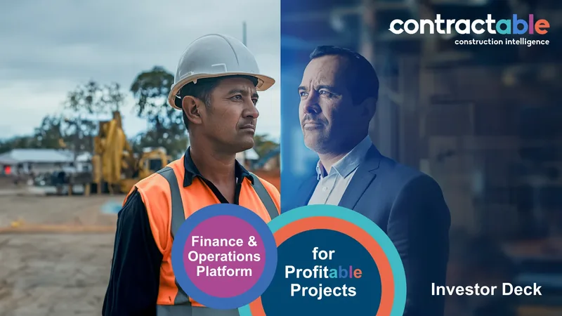 Contractable investor deck cover slide by spectup: finance and operations platform for profitable construction projects