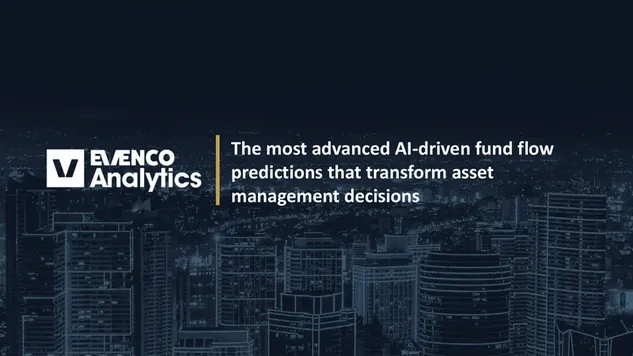 Evenco Analytics pitch deck cover slide by spectup: AI-driven fund flow prediction for asset managers