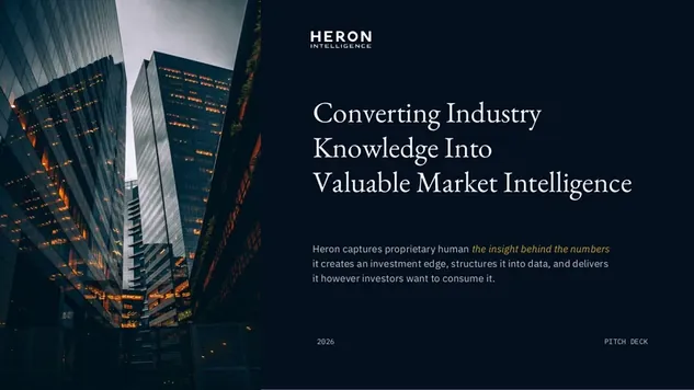 Heron pitch deck cover slide by spectup, Research, $7M raise
