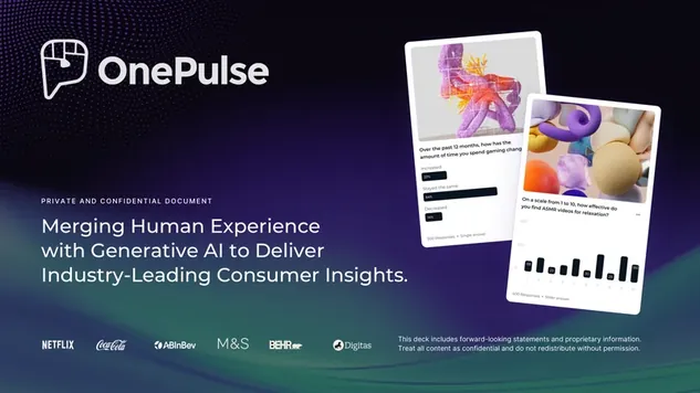 OnePulse pitch deck cover slide by spectup, Data, £10M raise