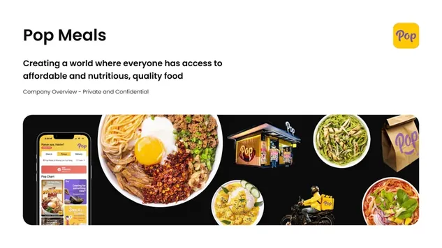 PopMeals pitch deck cover slide by spectup, FoodTech